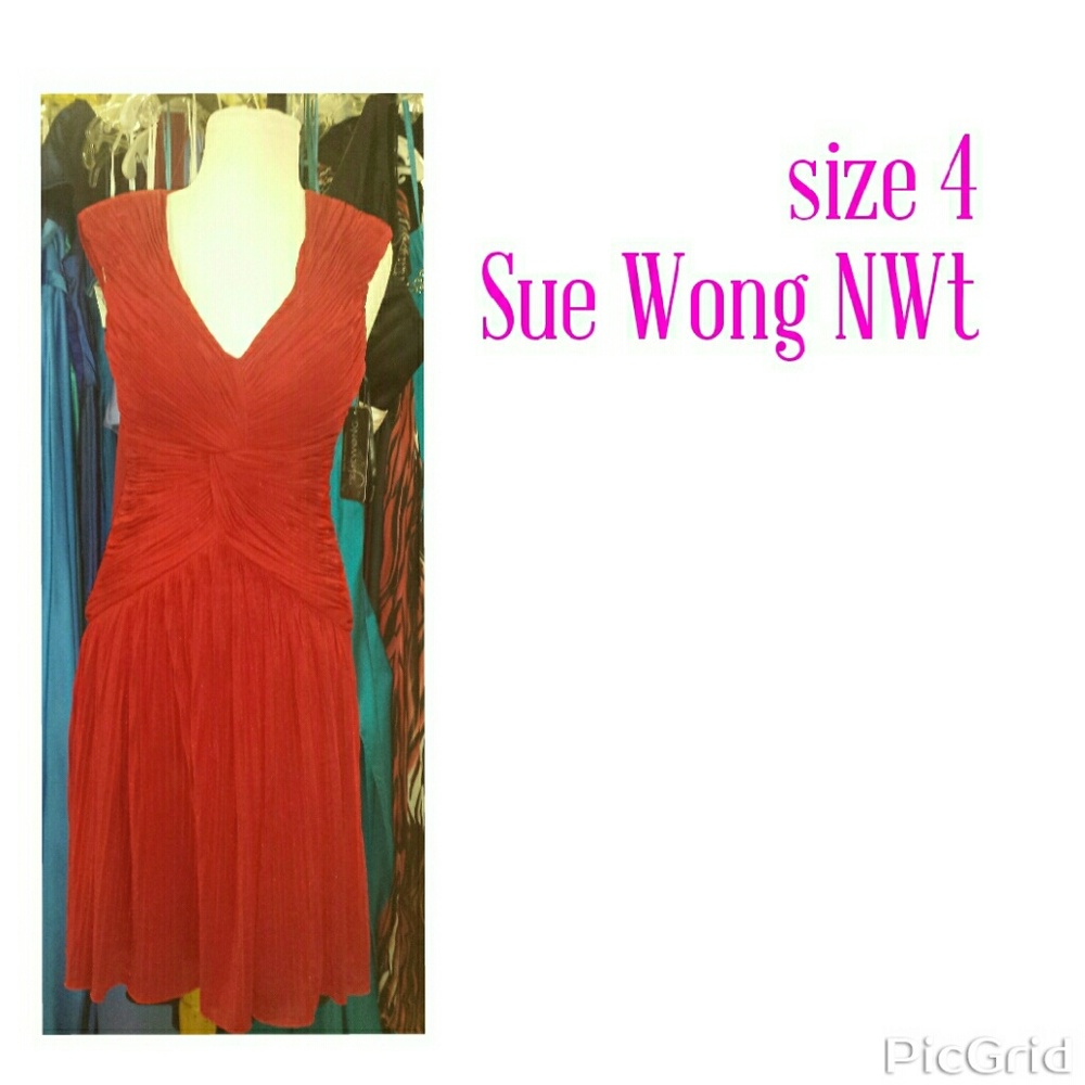 Sue Wong Red Midi Dress